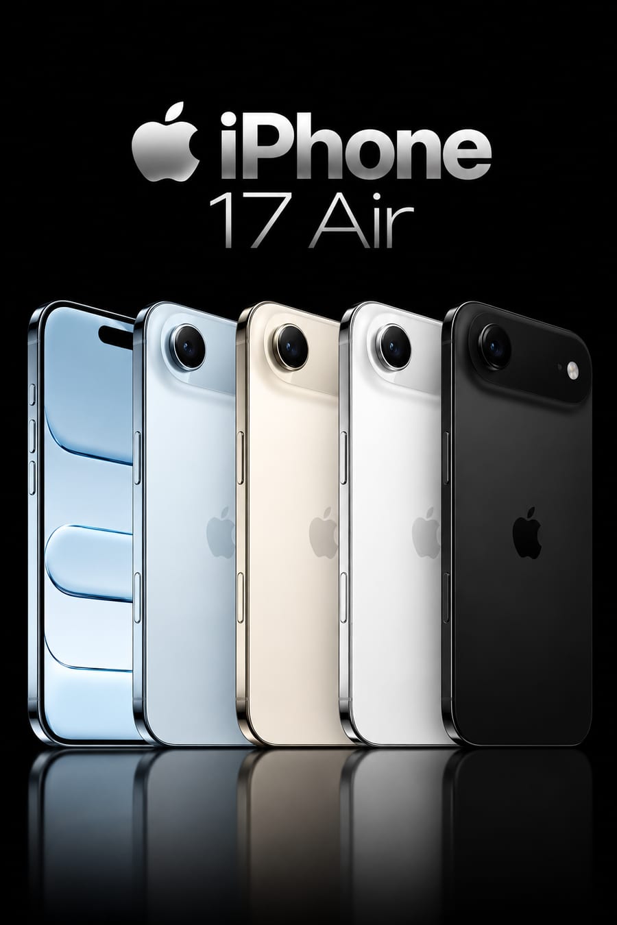 iPhone 17 Air, disponível em Azul, Dourado, Branco, Preto